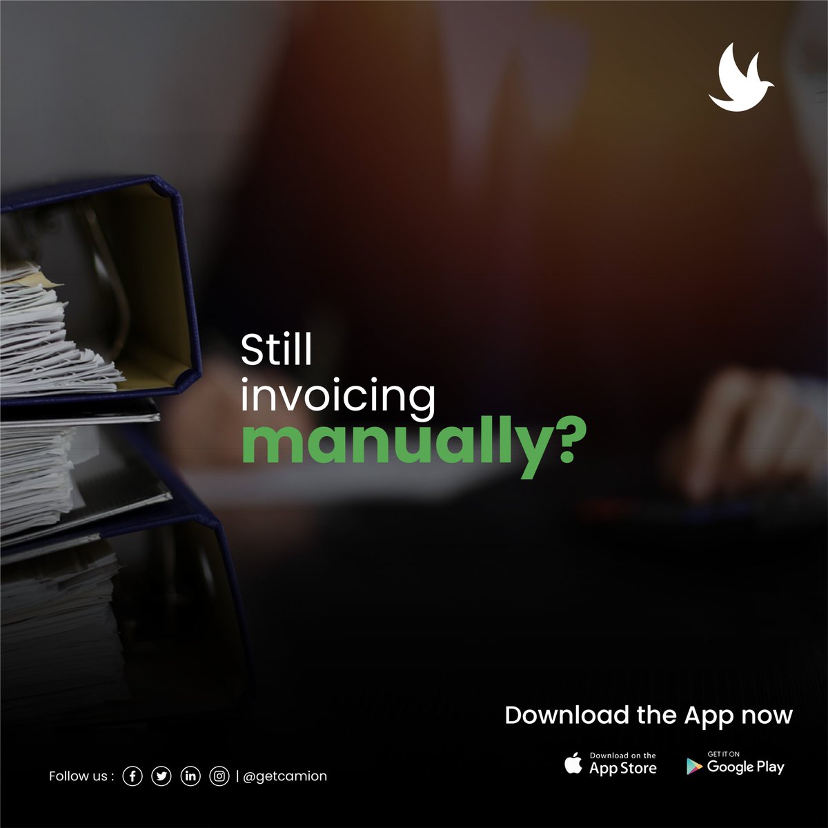GetCamion's tweet photo. Still stuck on sending invoices manually? Use Camion to send digital invoices to your customers.

#Camion #GetCamion #transport #transportation #trucking #trucks #delivery #shipping #freight #logistics #SaaS #transporters #drivers #3pl #uae #dubai #dxb #mydubai #auh  #startup https://t.co/sm6zb9wMrt