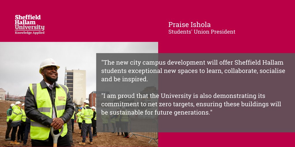 The new buildings will provide world-class teaching and learning facilities for our students as well as supporting wellbeing through their design. Students’ Union President Praise Ishola came along to the ground-breaking event.