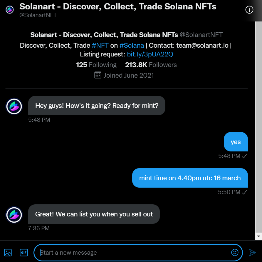 MrApeClub's tweet photo. Here we get Confirmation from Solanart for secondary sale. LFG🔥🔥
DM Screenshot
#NFTs #NFTdrop #NFTGiveaway #FreeMint #Solanart #Solana #SolanaNFT #MintToday #TodayMint https://t.co/1WEzMdPn5N
