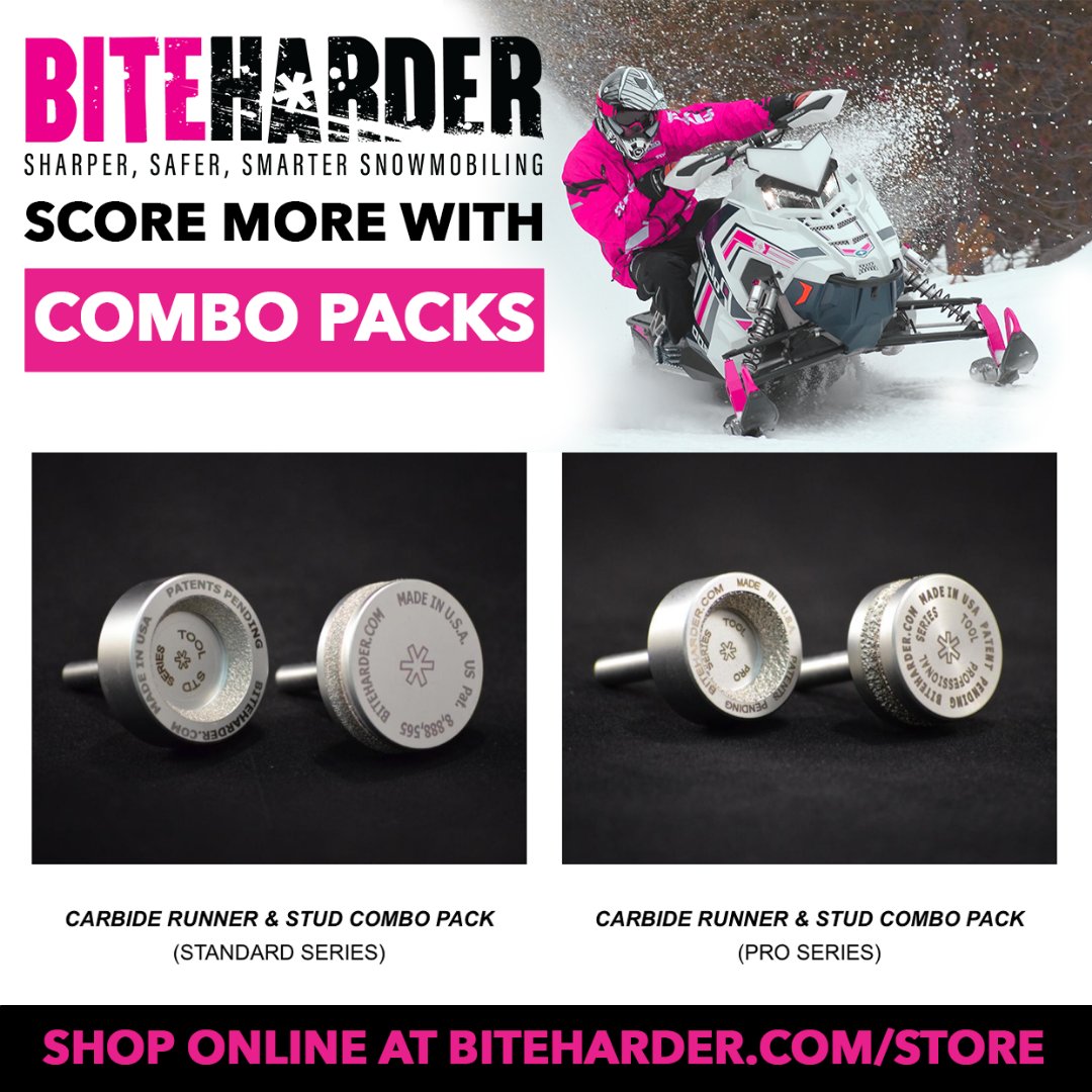 BITEHARDER's tweet photo. Ride on sharp carbide runners and studs, because power is nothing without control. Shop our combo packs online for a great deal: https://t.co/EyqA4iwmSh. https://t.co/2teNxWs76n