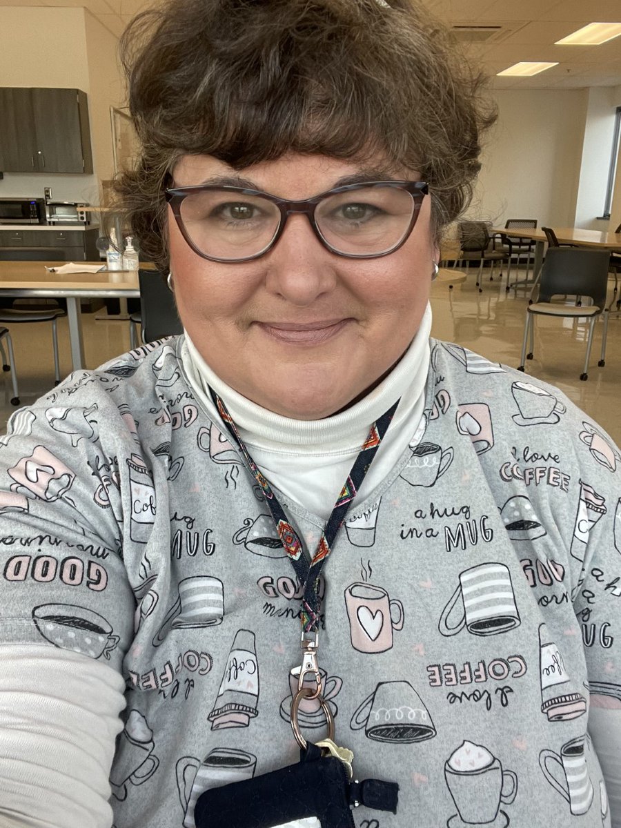 jkuchno's tweet photo. I love coffee, so I couldn't resist wearing this pajama shirt to school. My in-person @HerndonHS colleagues think I'm weird. Ha Ha. Should I tell them it is the FCPS Virtual Program's Pajama Day and Spirit Week? Nah.. : ) https://t.co/uZHHbqgDcs