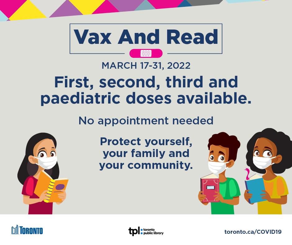 Ainslie_Ward24's tweet photo. #TeamToronto extends #VaxAndRead to bring more #COVID19 vaccine clinics to Toronto Public Library branches! 

📍Cedarbrae, 545 Markham Rd
📍Malvern, 30 Sewells Rd

News release: https://t.co/y8WPcgGGp5 

#VaxTO #Ward24 #ScarbTO @cllrainslie https://t.co/BNRC75wkzY