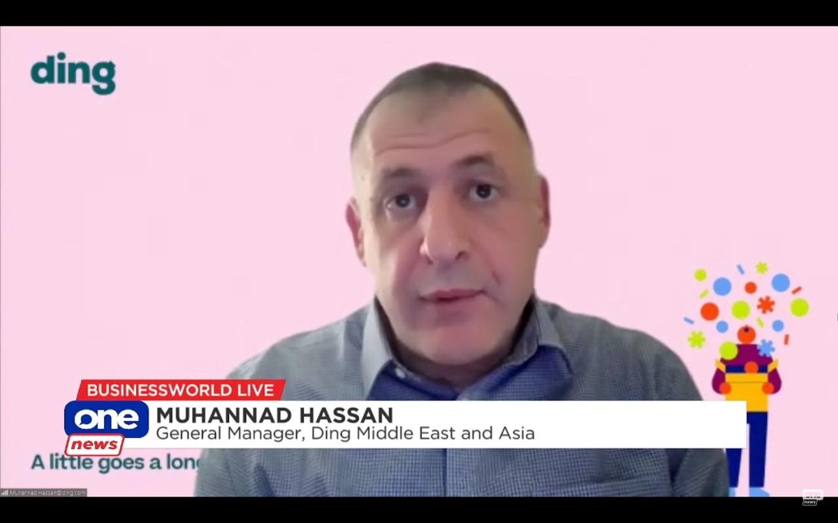 Great to see Ding's <a href="/muhannad72/">Muhannad Hassan</a> on this morning's @BWorldNews on <a href="/onenewsph/">ONE News PH</a> sharing the Ding Global Prepaid Index (GPI) insights for consumer in the #Philippines. Thank you <a href="/JesDLSantos/">Jes Delos Santos</a> for having us on again #Index #consumerinsights #airtime #prepaid