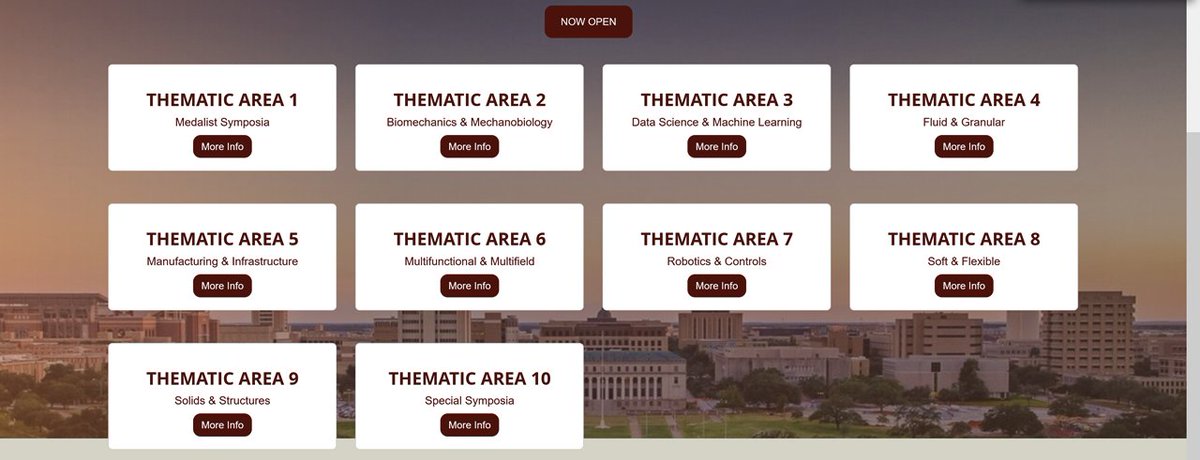 Abstract submissions now open for the <a href="/SocEngScience/">Society of Engineering Science</a> Annual Technical Meeting #SES22 na.eventscloud.com/website/33592/… We are excited to host this in Aggieland! <a href="/TEESresearch/">Texas A&M Engineering Experiment Station</a> <a href="/TAMUEngineering/">TAMU Engineering</a>
