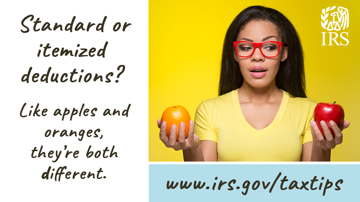 IRSnews's tweet image. Deductions reduce the amount of taxable income when filing a federal income tax return. Not sure whether you should file the standard deduction or itemize? This #IRSTaxTip can help: go.usa.gov/xtYHt #IRS
