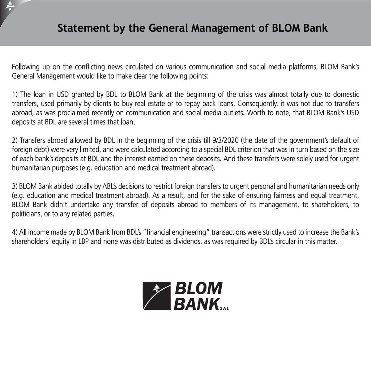 BLOM Bank tweet media