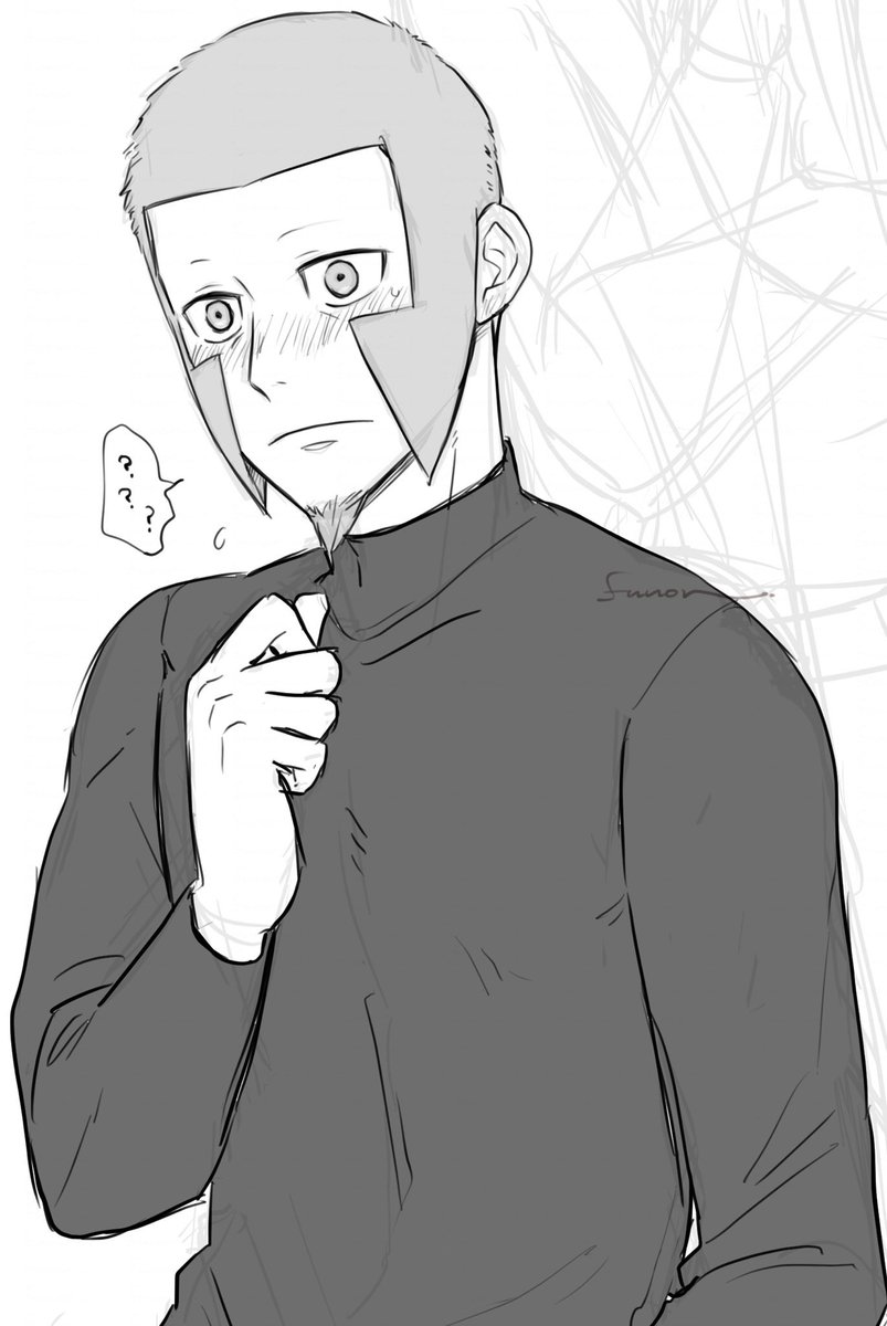 これは、ラフ描きのノボリさんに線とグレーをつけたもの。
ノボリさんのこういうお顔描くのとても好き…なんとなく勿体なくてなかなか描かないけど… 