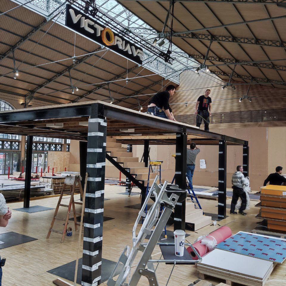 VictoriaVR's tweet photo. We've arrived in Paris! Virtuality's 'Enter the Metaverse' kicks off tomorrow! 

We promised you glimpses behind the scenes, &amp; here's the first. The set up of our stand is well &amp;  truly underway. As you might expect, ours is something truly special! 

#VictoriaVR #Virtuality2022 https://t.co/nCGIr108z2
