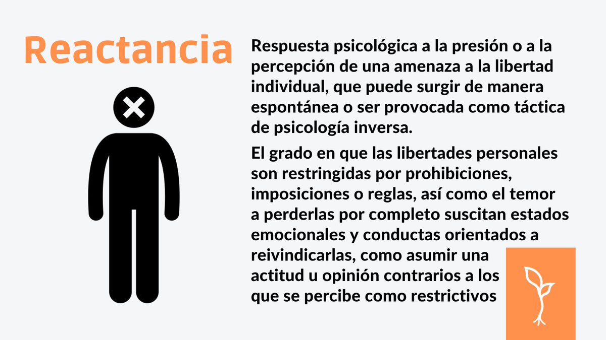 EspacioAF's tweet photo. ¿Qué ocurre cuando alguien se niega a hacer algo o mantiene una posición por llevarle la contraria a quien intenta persuadirlo?
Cuando una persona siente que le están limitando las opciones o la libertad de elegir, se activa un sesgo denominado #reactancia.
Conoce más aquí ⬇️ https://t.co/Pkf4HZJczP