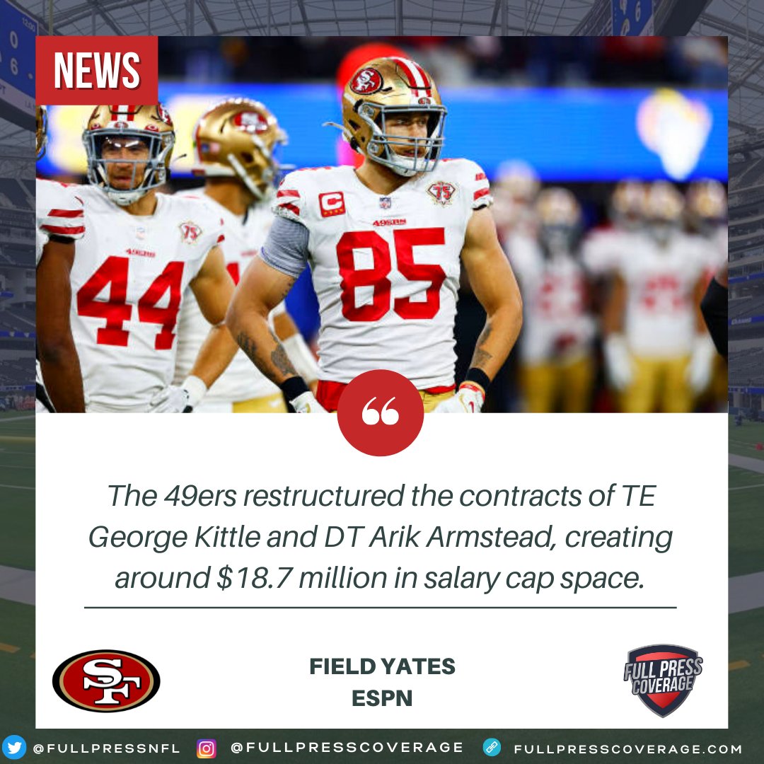 FullPressNFL's tweet photo. The 49ers created a great deal of salary cap space with a couple of restructures. #FTTB #FPC #NFL #NFLTwitter https://t.co/27UDeTPVKS