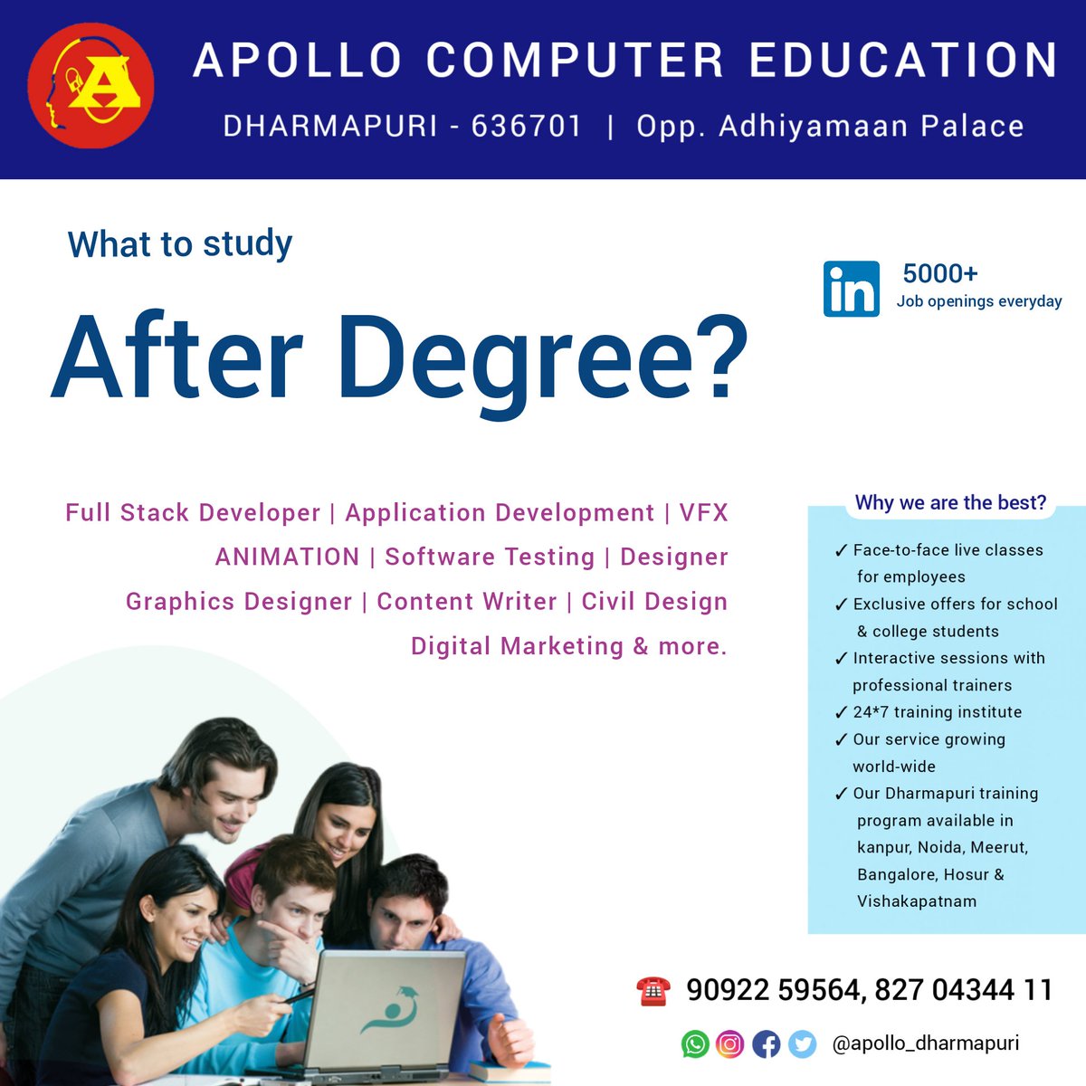 Apollo_Edu's tweet photo. What to study "After Degree"
 
Get a free consultancy 
📞 90922 59564, 827 04344 11
☎️ 04342 356 720 https://t.co/die35JnvVJ