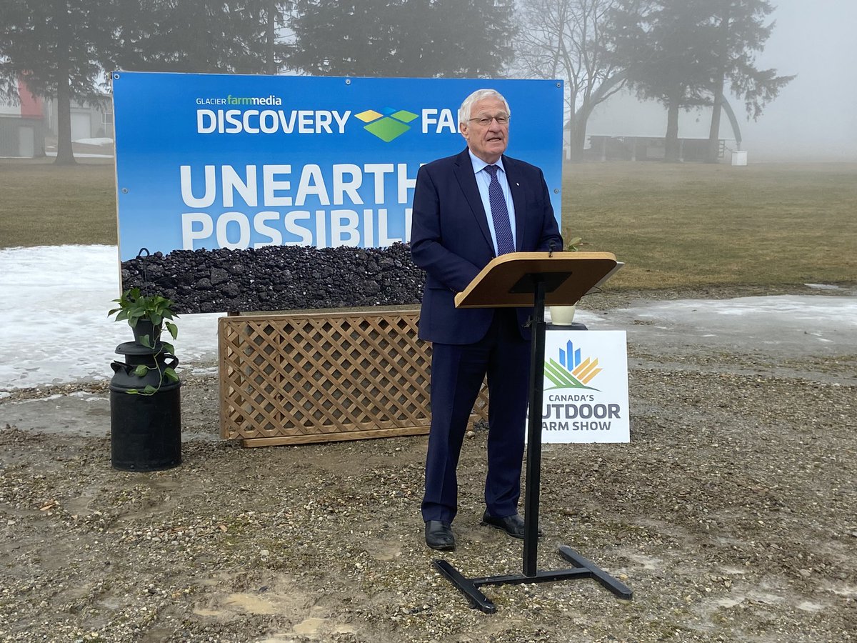 Oxford MPP Ernie Hardeman making official announcement of <a href="/GlacierFarmedia/">Glacier FarmMedia</a> purchase of Canada’s Outdoor Farm Show site from province. Will allow long term investments on the site, including expansion of the site now called Discovery Farm <a href="/DiscoveryFarmON/">Discovery Farm Woodstock</a>