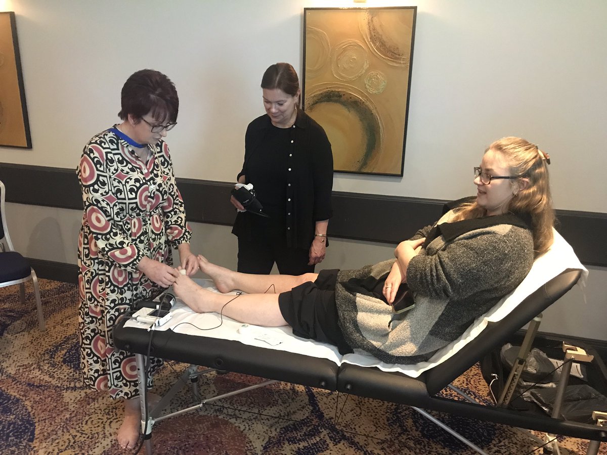 Martinfox2000's tweet photo. Vascular assessment, diagnosis &amp; management workshop delivered, 3Ps &amp; #WIfI approach.. with huge thanks to @JoanneMcclennon for lending us her femoral pulse for palpation &amp; Doppler waveform demo &amp; Teresa from @Huntleighdiag for couches &amp; diagnostic kit 🦵💓🫀 https://t.co/3hny1dEUxp