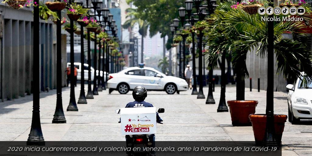 NicolasMaduro's tweet photo. Hace 2 años anunciamos el inicio de la Cuarentena Social para enfrentar la pandemia de la Covid-19. Un plan de protección diseñado para resguardar la vida y la salud del Pueblo. Hemos salido adelante con disciplina, voluntad y conciencia. ¡Seguiremos Venciendo! https://t.co/h3DEPAgnQQ