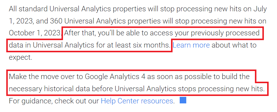 I don't care that Google is forcing us into GA4. I care that they are: 

1. Deleting all prior Analytics data. 
2. Not providing a historical view in GA4 that merges the old data in. 

This should be entirely unacceptable by business owners and marketers.