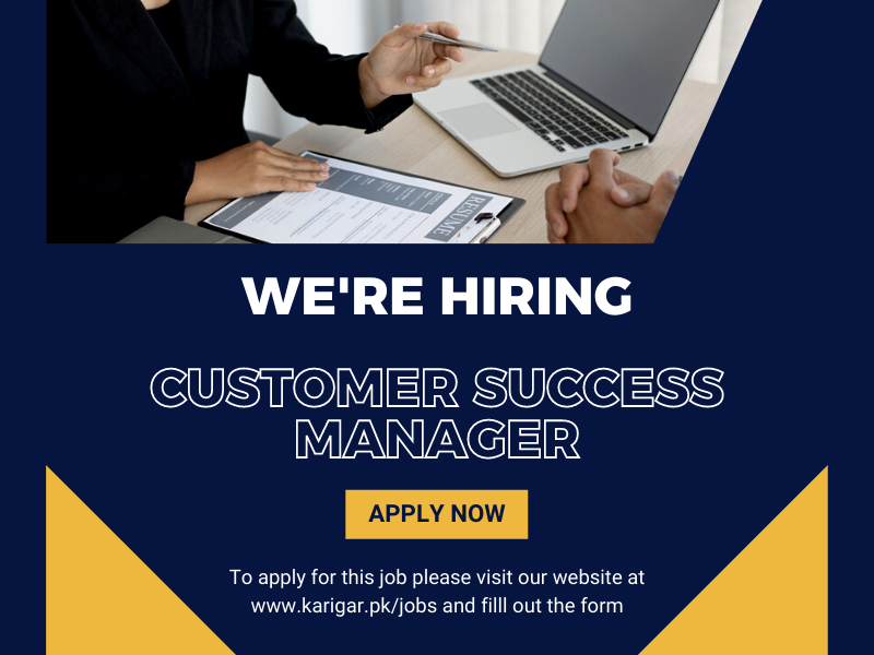 KarigarWeb's tweet photo. We are hiring Customer Success Manager.
Fill in your forms at: https/karigar.pk/jobs

Job location: Sialkot
Job type: permanent

#jobsinsialkot #jobsearch #job2021 #karigar #karigarwebsolutions #jobs #sialkotjobs #sialkotcompany #softwarehouseinsialkot https://t.co/XodZEVpPWT