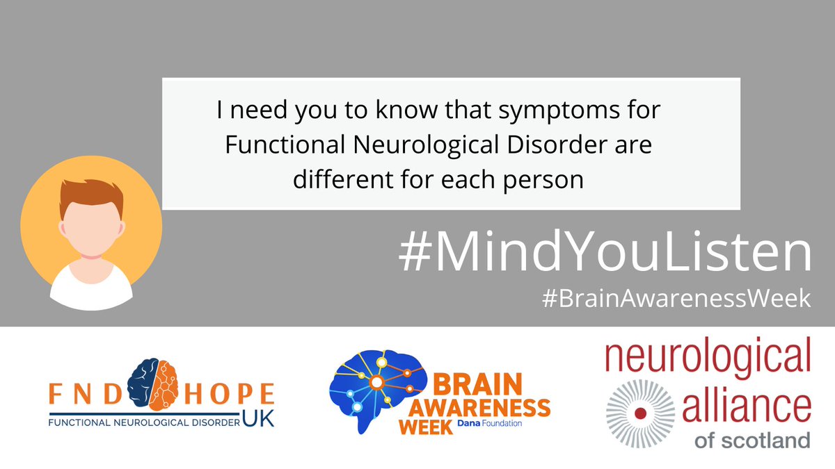 You may well have heard about #FunctionalNeurologicalDisorder but the real experts are those who live with it. If you want to know more about #FND, ask someone who has it. 

#MindYouListen <a href="/NeuroAlScotland/">Neurological Alliance of Scotland</a> #FNDAware