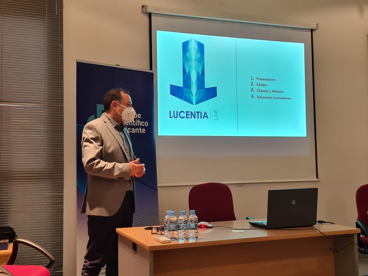 Ayer, en el encuentro de Innovación por Proximidad organizado por el <a href="/PCientificoAlic/">Parque Científico Alicante</a> en la sede de Villena <a href="/UA_Universidad/">Universidad de Alicante UA</a> <a href="/juancartrujillo/">Juan Carlos Trujillo</a>, Presidente de <a href="/lucentialab/">Lucentia Lab</a>, presentó varios proyectos basados en #BigData e #IA con impacto directo en la economía de la zona