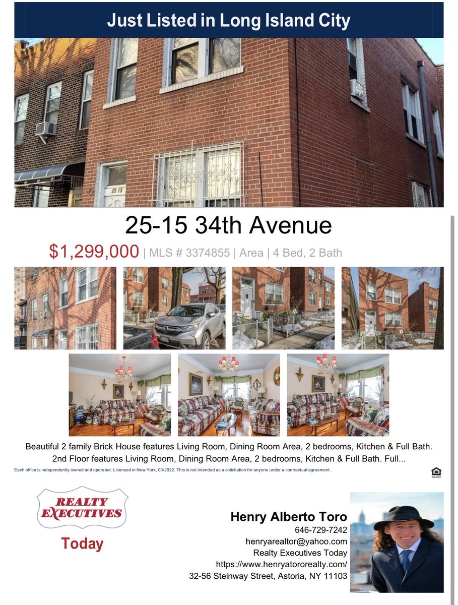 Just Listed for $1,299,000 - 25-15 34th Avenue , Long Island City, NY 11106
#realestateagent #home #property #investment #forsale #realtorlife #househunting #dreamhome #luxury #interiordesign #newhome #luxuryrealestate #architecture #house #homesweethome #realestateinve