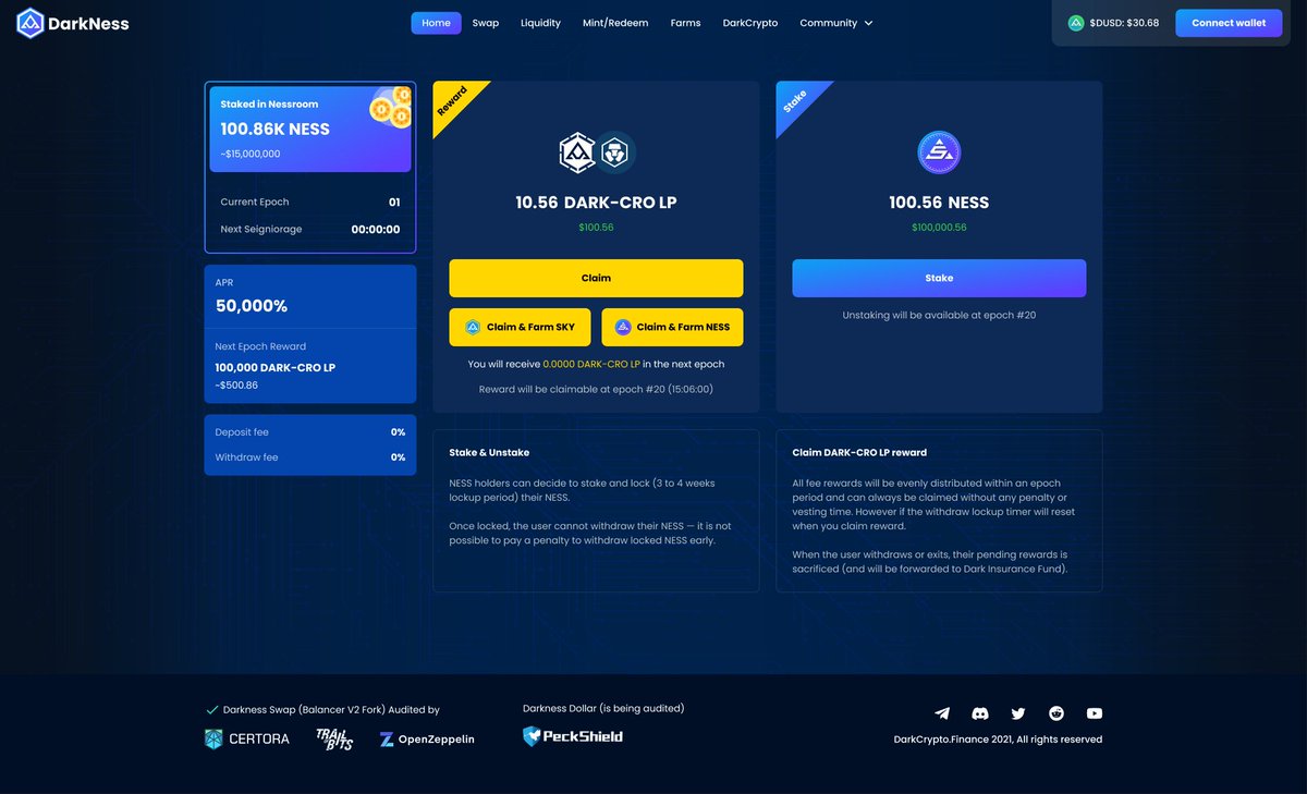 🌟 Guess what’s coming next?

🔥 $SKY has a boardroom and it is a great feature

What does $NESS have? 🤔 
✅ If you think it’s #NessRoom then you’re right
💰 Reward: LP DARK/CRO

🔜 NessRoom 🚀🚀🚀

🌐 Don’t miss out!! darkness.finance/#/ 

#DarkCrypto #CRO #Darkness