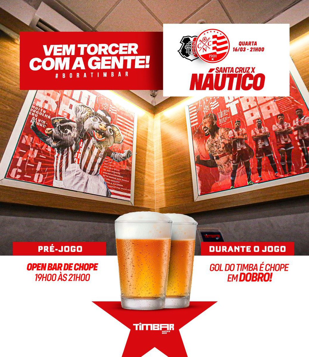 timbaroficial's tweet photo. Alô torcida #maisfieldonordeste !Hoje tem Timbú e o melhor lugar para assistir o clássico das emoções é, sem dúvida, no TimBar!
.
.
Open bar de chopp e clone do gol, queres mais o que meu consagrado? 
.
.
Chega que hj é dia de vitória! 
🔴🐭⚪️

#timbar
#classicodasemocoes https://t.co/k4GJRDC8KX