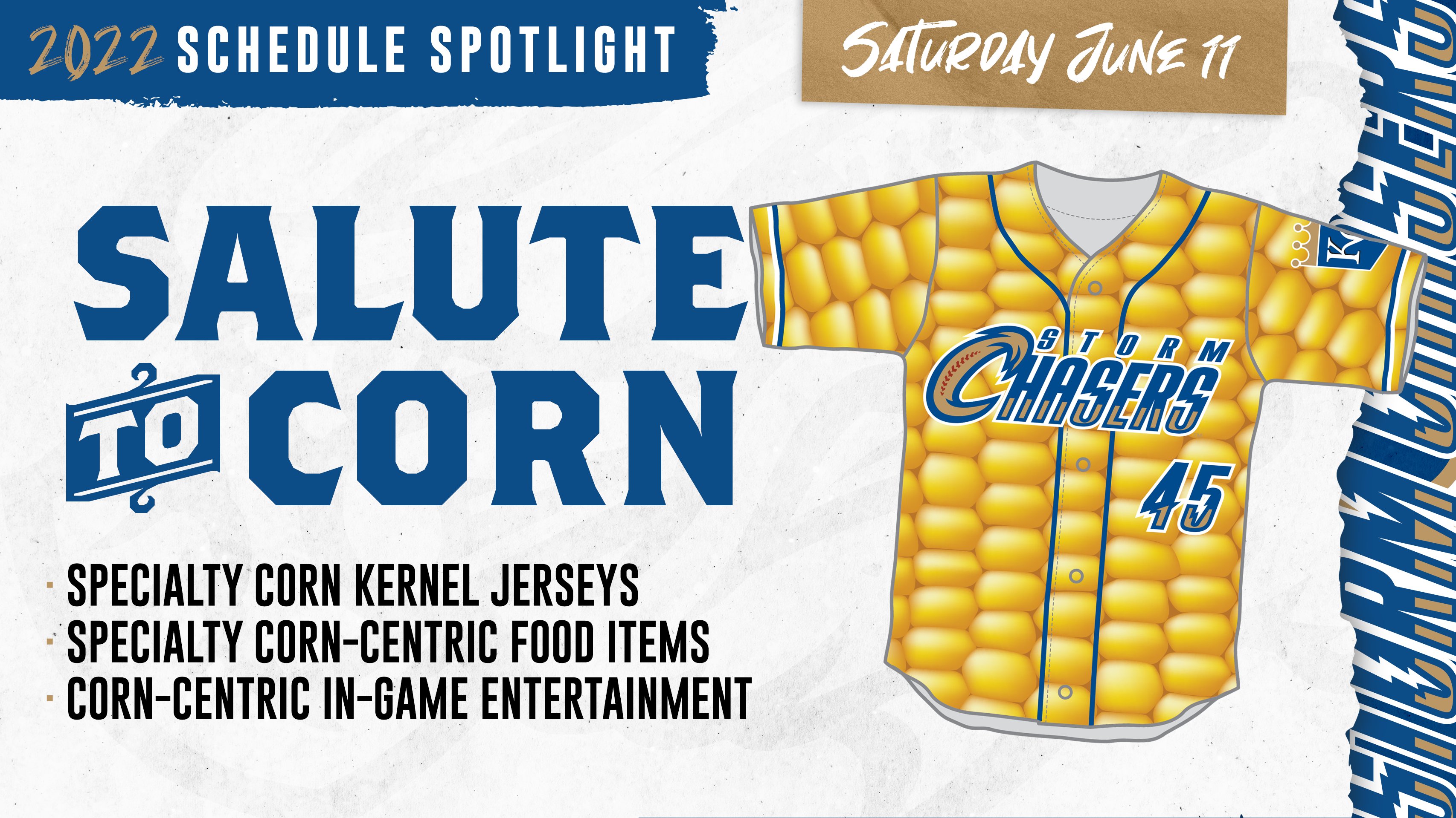 Omaha Storm Chasers on X: Corn is taking over Werner Park! June 11th is  our Salute to Corn Night! It's going to include corny things like: 🌽  Specialty corn kernel jerseys 🌽