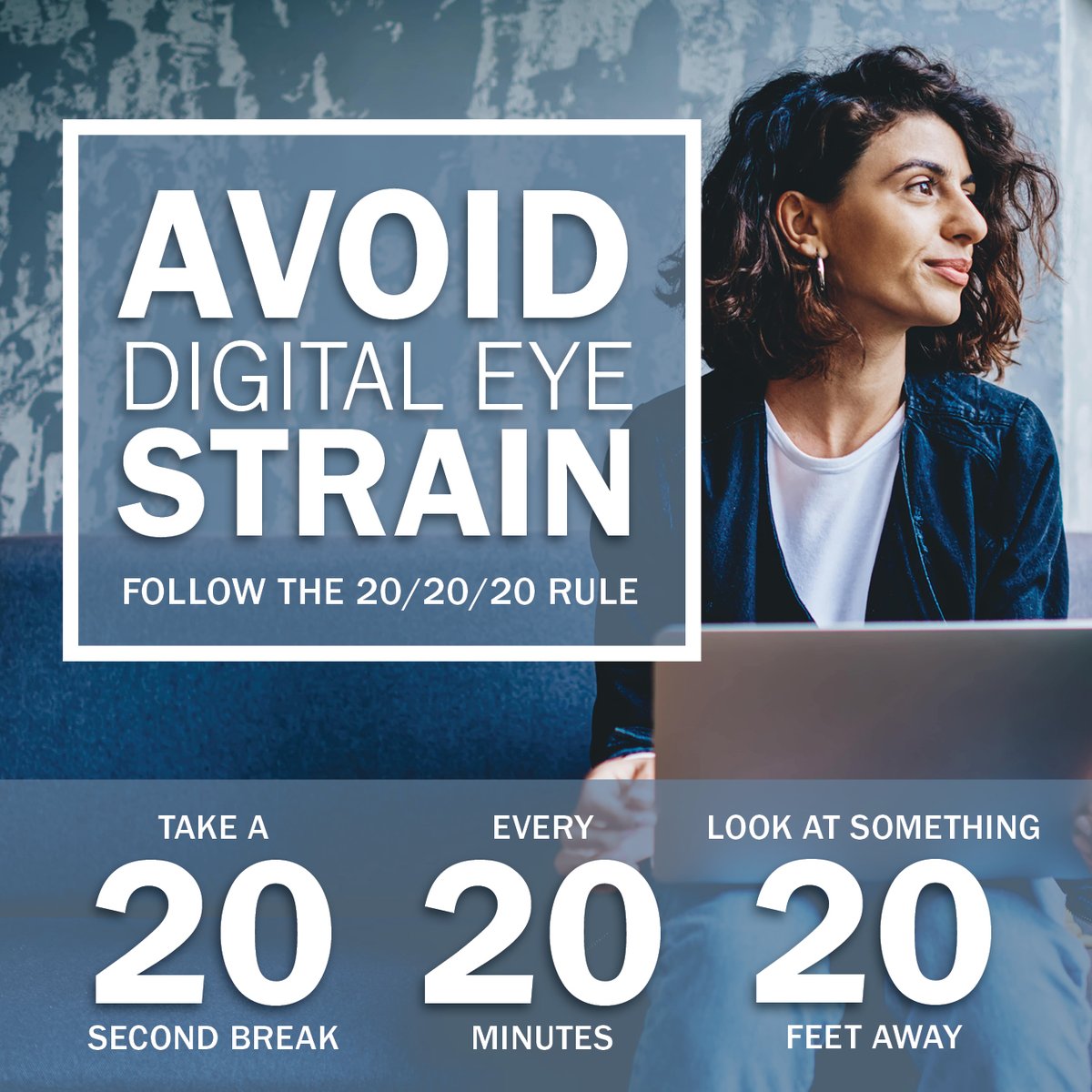 The average American worker spends roughly seven hours each day looking at a computer screen. Follow the American Optometric Association's recommended 20-20-20 rule to stay focused and alert throughout your day.

#orthushealth #workplaceeyewellness #eyestrain #AOA #202020rule