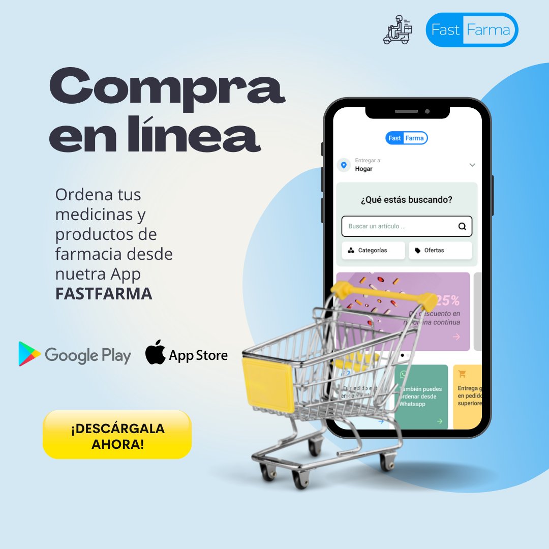 ¿Ya descargaste la App #FastFarma? 🤔 Consigue todo lo que necesitas en un sólo lugar 😁 y lo mejor te lo llevamos a la puerta de tu casa 🛵🏡. 
-
Descarga aquí linktr.ee/FastFarma😉 
-
#BeFast #BeFastFarma #DescargaLaApp