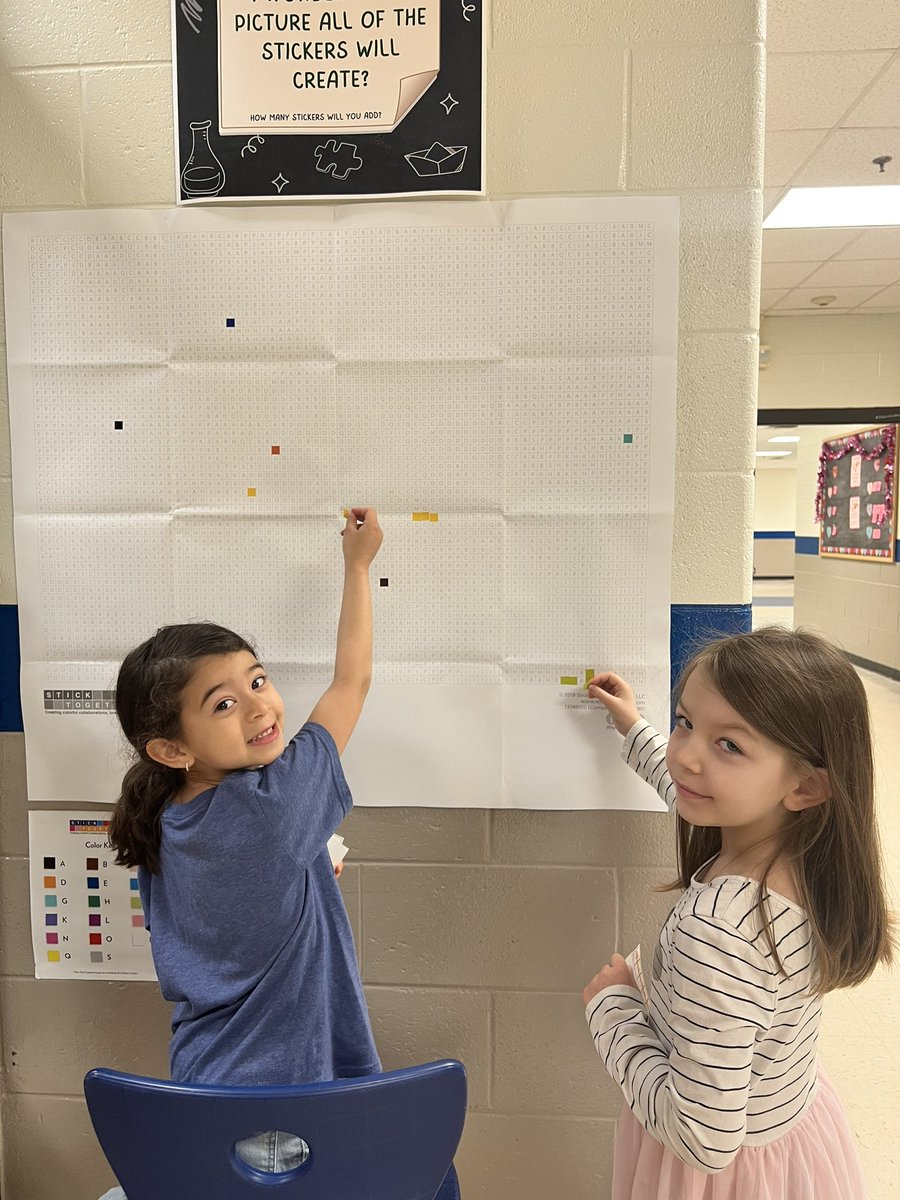 WESWildcatMC's tweet photo. The WES Wild About Reading Challenge has begun! Our first readers added their stickers to our Stick Together Poster this morning! I wonder what “Wild” picture they will uncover? Keep Reading Wildcats! #getCCSDReading #ccsdmedia @WoodstockEleme1 @WESWildcatMC https://t.co/hzclghD880