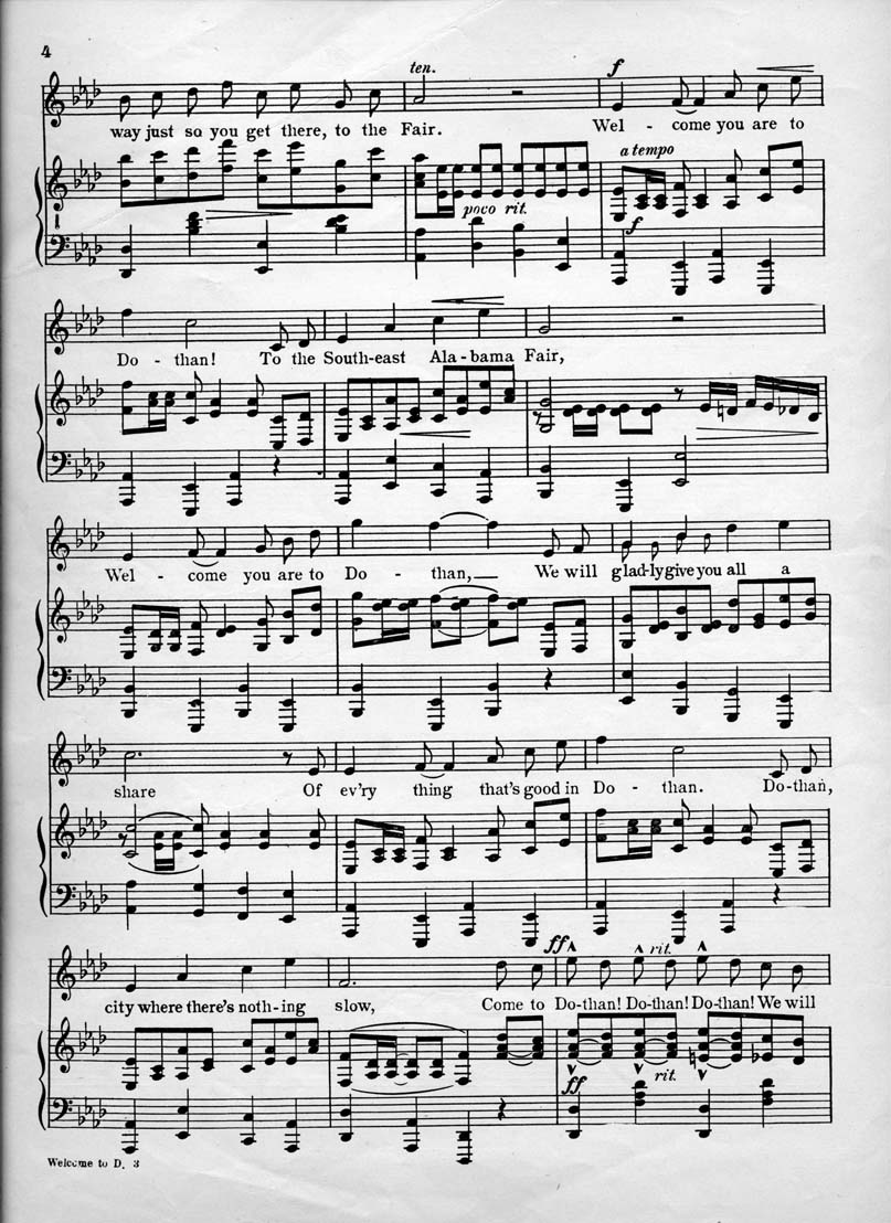 WiregrassArchiv's tweet photo. On this final day of #WHM, we introduce Addie Wilson, prize winning songwriter who penned many operettas, and locally-prominent pianist (she played for the Rotary Club monthly for 35 years). In 1914 she wrote "Welcome to Dothan" for that year's fair. https://t.co/4iQ2PM5TpI