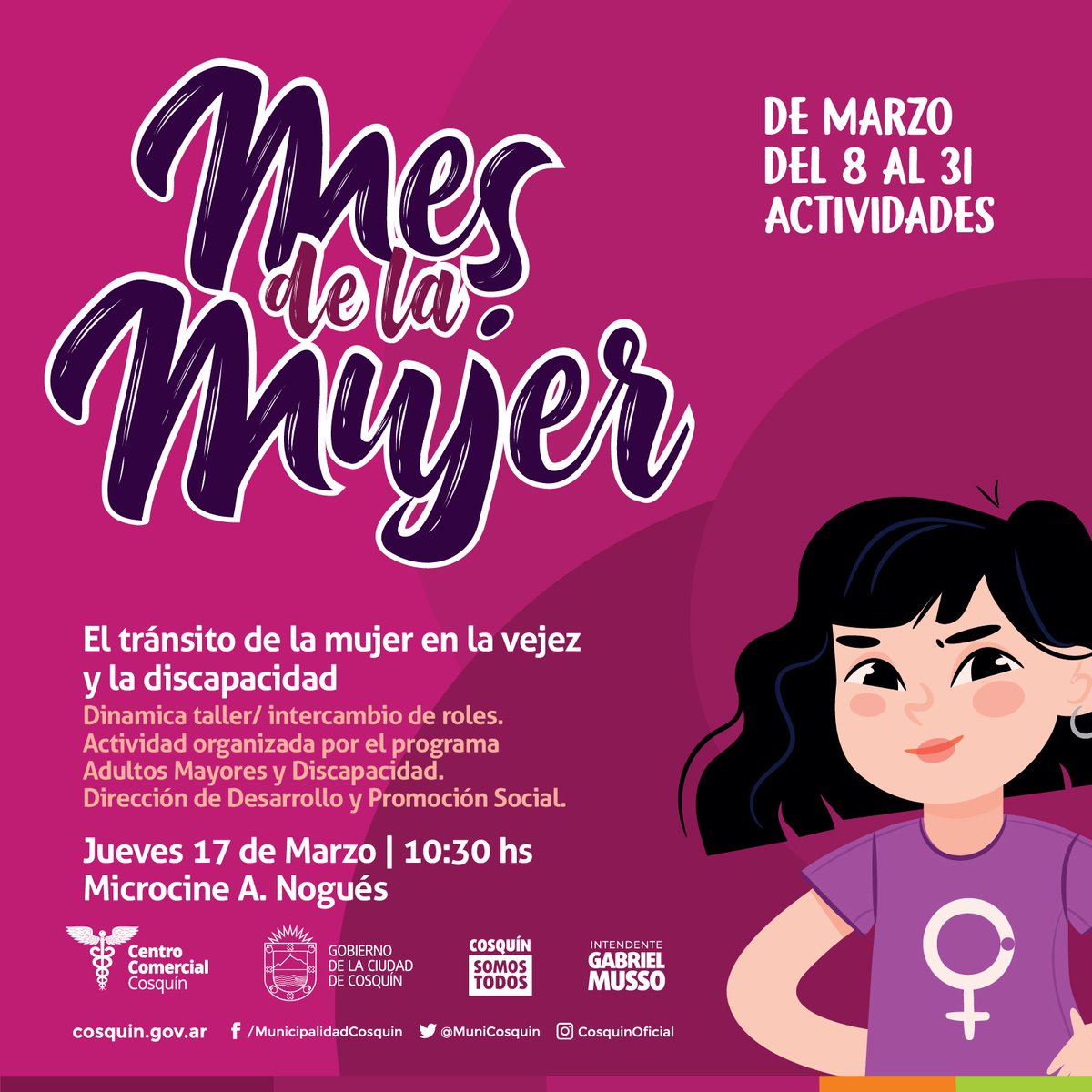 💜 #MesDeLaMujer 💜

La Dirección de Desarrollo y Promoción Social propone actividades para todo el mes de marzo. 

¡Súmate! 🤩