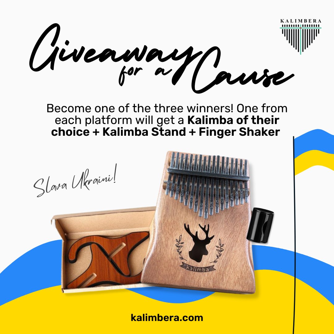 kalimbera's tweet photo. GIVEAWAY FOR A CAUSE!

Become one of the three winners! One winner from each platform will get a Kalimba of their choice from https://t.co/H5fwTsiQ4M + Kalimba Stand + Finger Shaker. https://t.co/QoKJmHIEeO