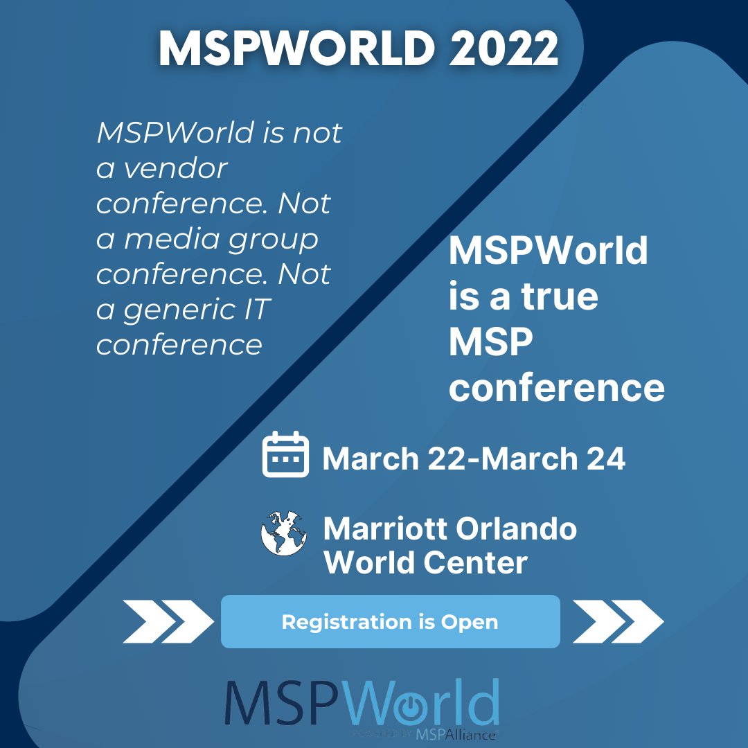 MSPWorld's tweet photo. MSPWorld is next week, and we are so excited to learn and network with everyone in Orlando, FL. Make sure you register if you haven't already! 

https://t.co/9WMeQmmoqC

#mspworld #mspconference https://t.co/FIYRkVGW3J