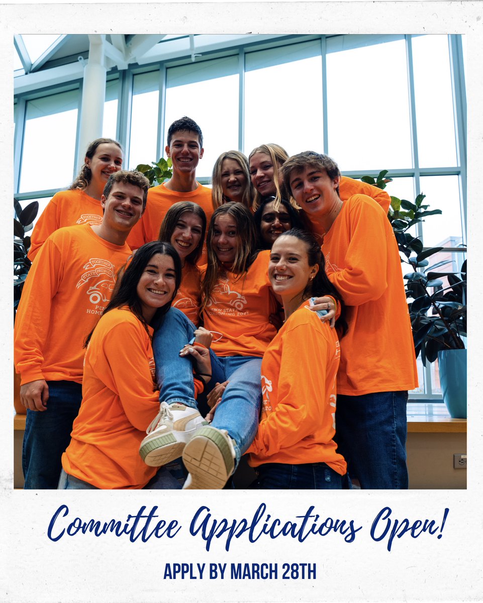Find your HOME with Homecoming! Apply NOW to be a committee member at homecoming.psu.edu

#PennState#ForTheGlory