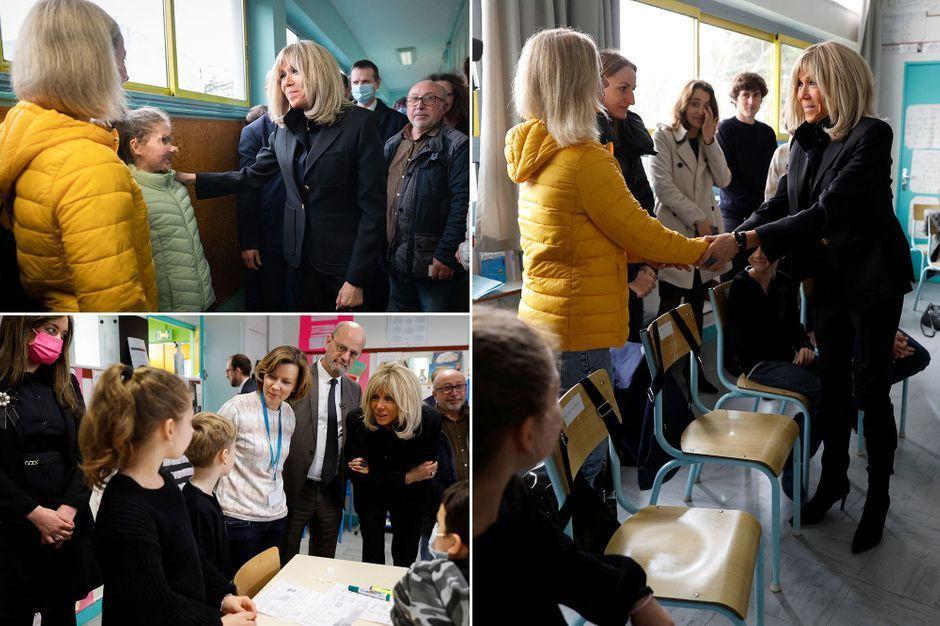 ParisMatch's tweet image. L'émotion de Brigitte Macron après une rencontre avec des écoliers ukrainiens parismatch.com/Actu/Politique…