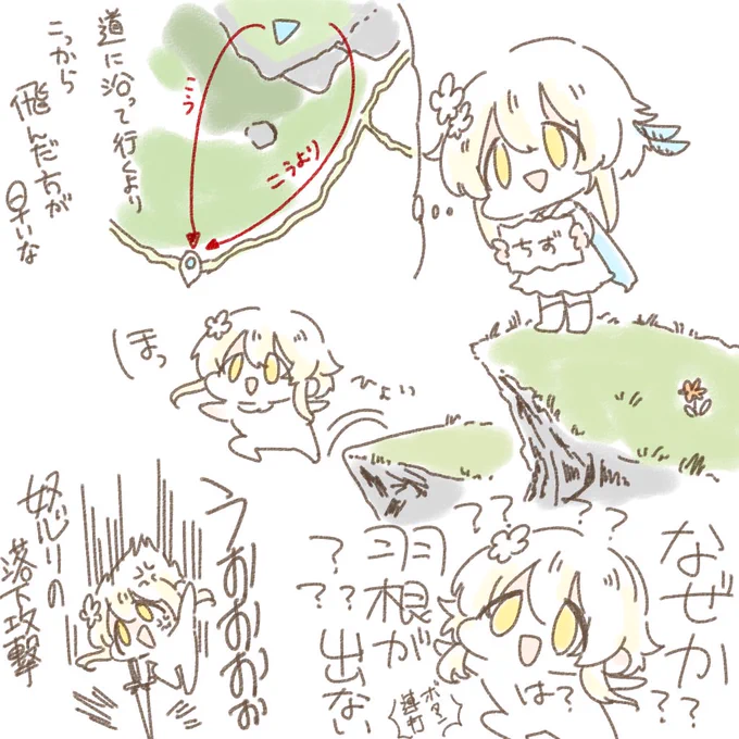 原神10日ぐらい目。たまにあるコレ、すごく嫌。あと壁や柱にちょっとでも触れるとボルダリングするのやめて欲しい 