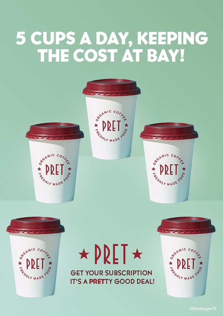 Nettiegee79's tweet photo. My first design for @OneMinuteBriefs and @Pret #PretCoffeeSubscription https://t.co/vM9G4JjL81