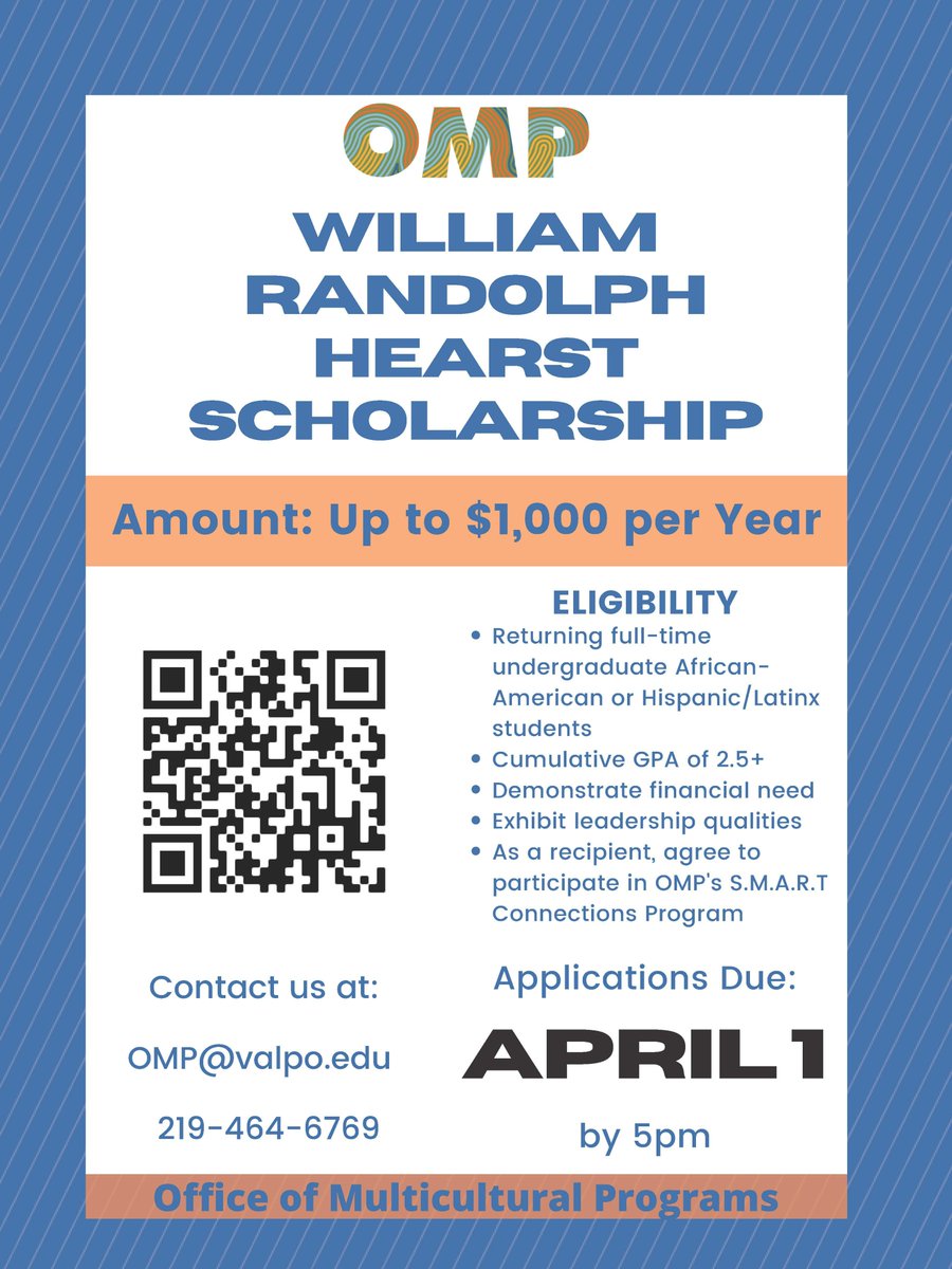 valpoomp's tweet photo. The scholarship deadline is quickly approaching! Make sure to get your application in by April 1st.
Apply here: https://t.co/wmqfjoiqFH https://t.co/byZDuuB5qv
