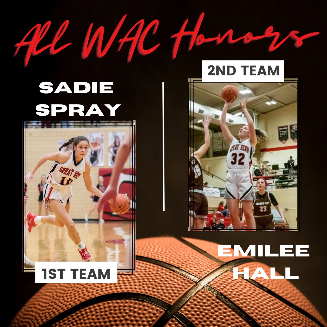 GBHS_LadyBball's tweet photo. Congrats to Mersadie Spray and Emilee Hall for being named to the All WAC team!  Keep up the hard work!
#Playwithapurpose
https://t.co/8PYfapCUJP https://t.co/FztweKXqTm
