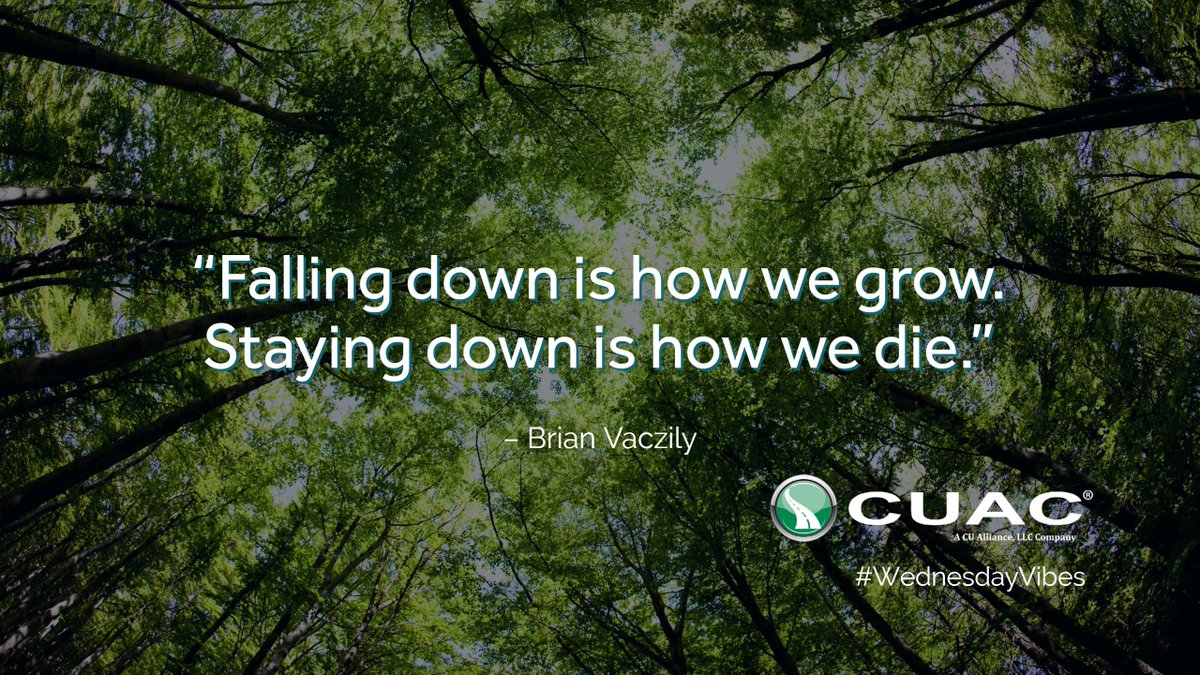 CUAC_tweets's tweet photo. "Falling down is how we grow.  Staying down is how we die." - Brian Vaczily
#WednesdayWisdom #wednesdayvibes #HumpDayMotivation https://t.co/ZSIZowaqdI