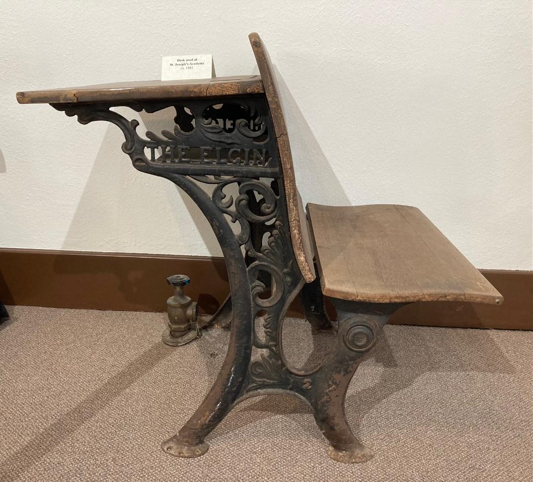 We know Spring Break is supposed to be a break from learning, but if you come to The Sherman Museum you can see this school desk from St. Joseph's Academy. The school was started in Sherman in 1870 and lasted until 1966 - the desk is from around 1881.