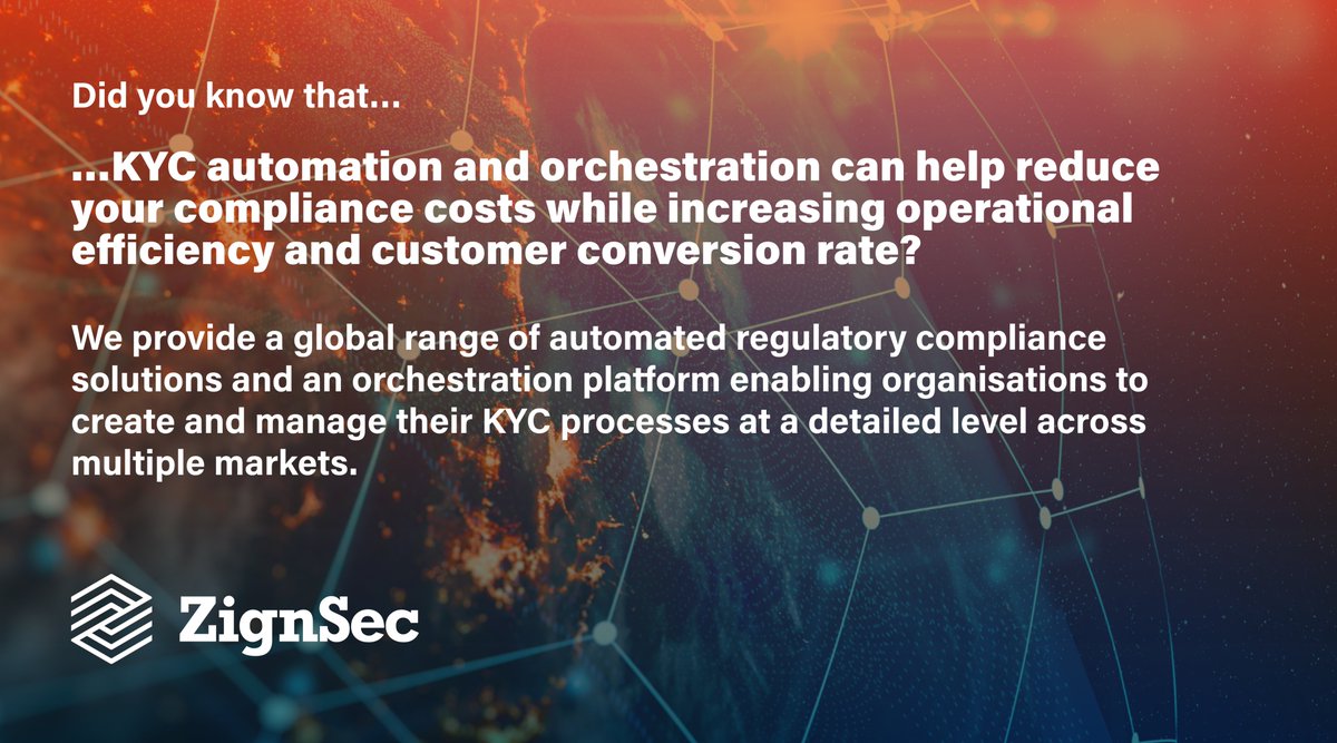 ZignSec's tweet photo. ZignSec is your one-stop-shop that provides an all-inclusive aggregate supply of global and local #compliance software solutions and services that meet #AML/#KYC requirements via a single API connection. 

#ZignSec https://t.co/GIHdAvdqY3