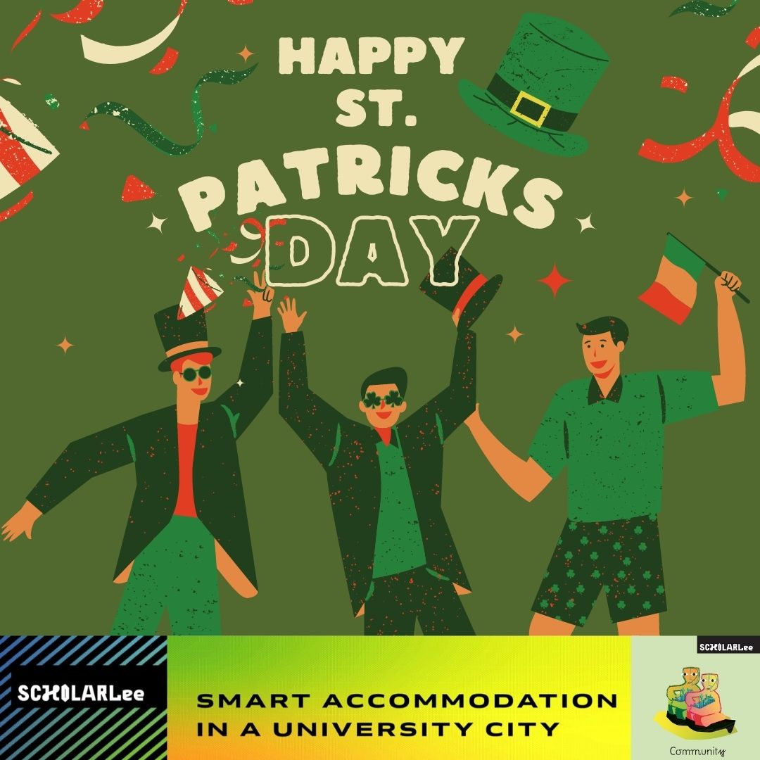 Wishing a very happy St Patrick's Day to all our residents and those in our community! Whether its your first or 51st we hope you enjoy the festivities! 

#scholarlee #pbsa #cork #stpatricksday #scholarleecomminity <a href="/AtlanticProgram/">Atlantic Bridge Program</a> <a href="/TransferMate/">TransferMate</a> <a href="/GLASmagireland/">GLAS</a> <a href="/greenspacescork/">Green Spaces For Health</a>