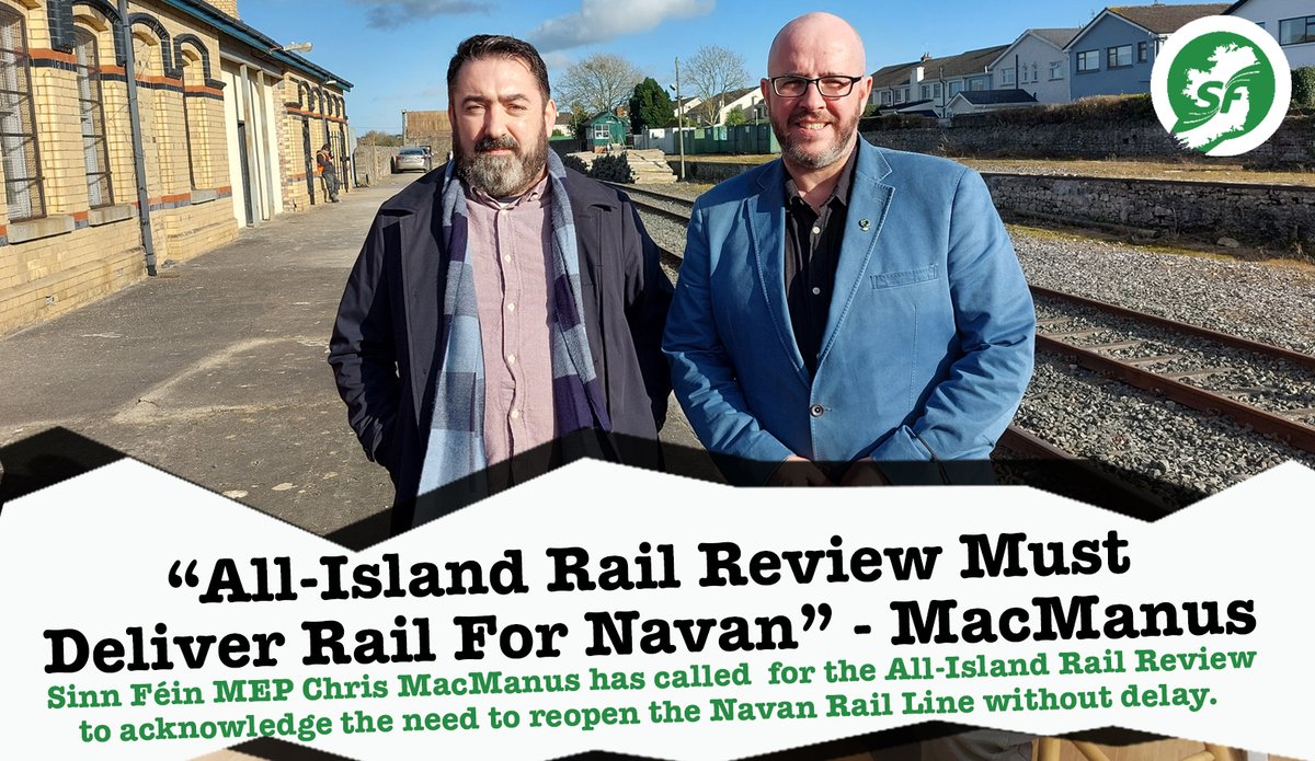 MacManusChris's tweet photo. 🚆🚉 In our recent submission to the rail review Sinn Féin made the case for improvements to the regional rail network that are crucial to this region’s economic future in particular reopening the Navan Rail Line. #Navan #Meath #NavanRail
Full Statement:
https://t.co/YpJFiM5nCf https://t.co/wb48msB20m