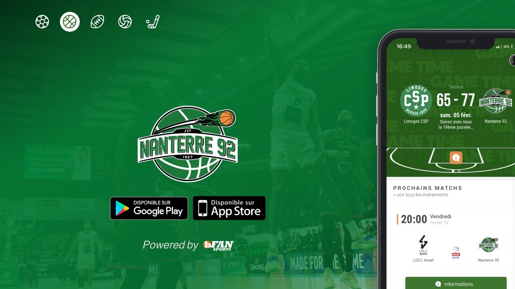 [Draft] 🏀
Un nouveau club de la Betclicelite nous a rejoint ! Nous sommes ravis d’accueillir le club de <a href="/Nanterre92/">Nanterre 92</a> !
Merci à eux de nous faire confiance pour leur application mobile 📱
👉 Application disponible sur Google play et App Store : onelink.to/6b7s85