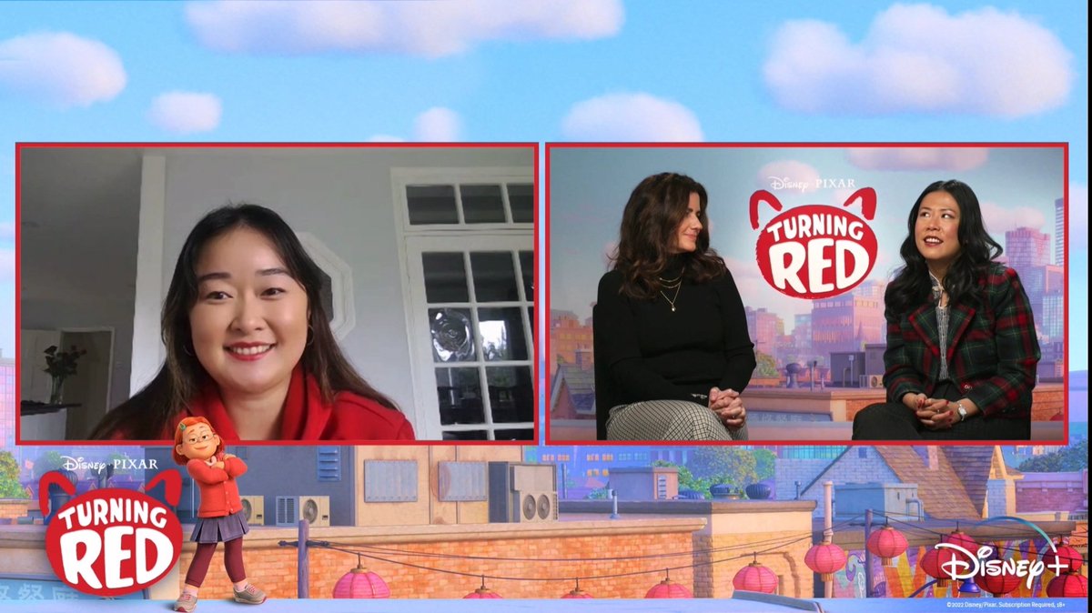 YellowBeePod's tweet photo. I interviewed director Domee Shi and producer Lindsey Collins about #TurningRed, the new Asian-led Pixar movie on Disney+! 

Link to watch on Instagram: https://t.co/MCyJLGZdfx

My interview is also included in @YellowBeePod Episode 20, if you prefer audio only ❤️😊 https://t.co/prBjYYPoxn