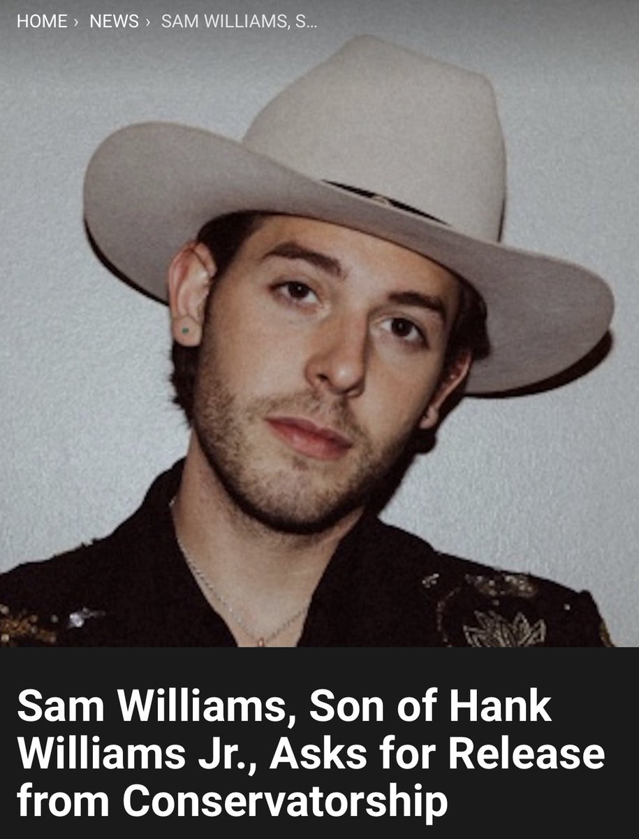 Who_is_posting_'s tweet photo. โSam Williams, the son of country artist Hank Williams Jr., is asking to be released from the same restriction placed on him by his father and sister more than a year agoโ #FREESAMWILLIAMS #FREEBRITNEY #endconservatorshipabuse https://t.co/o7yXah1iM5
