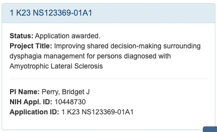 BridgetPerryPhD's tweet photo. A big win preceded by numerous losses. Very grateful to an amazing group of past, present, and future mentors who kindly encouraged me to persevere. I can’t wait to do this work and to help center patient voices in dysphagia management. https://t.co/B3sd8A9rKk