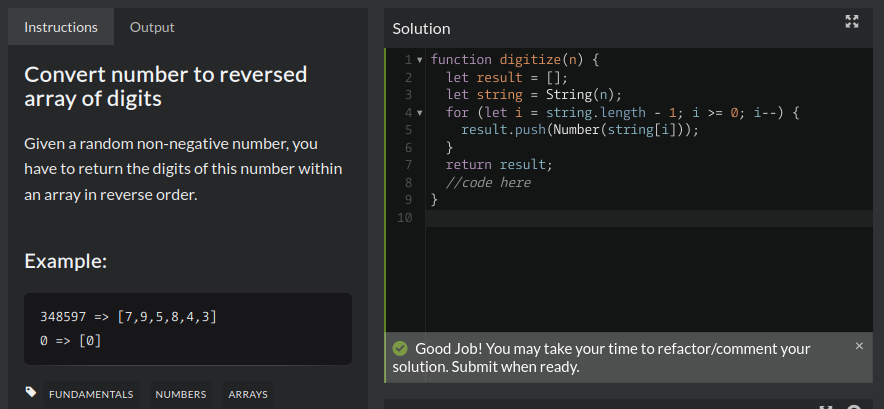 daily codewars challenge!! i can’t believe i got this #100Devs