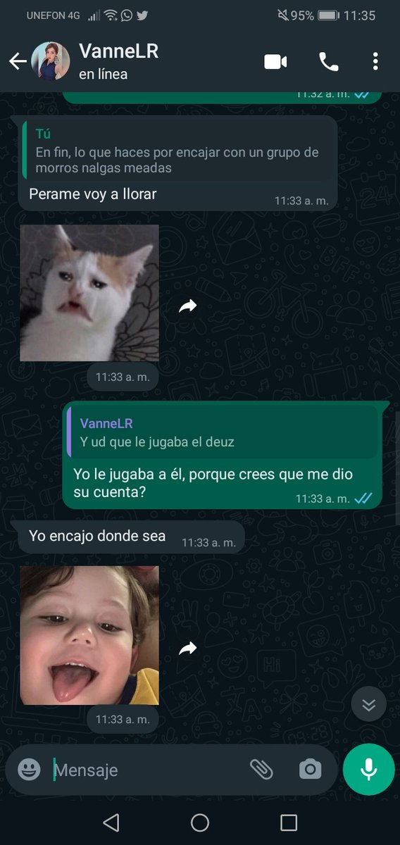 Asquito que seas de las personas que sean dos caras 🤣
Osea yo ni te topaba cuando pusiste tw, y si te metes conmigo pues me iba a defender, se siente la gran cosa por mandar packs y ser exhibicionista, pero la cara de mosquita muerte se te va cayendo😼